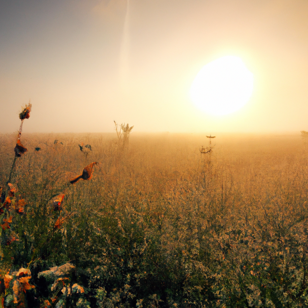 Soft sunrise over a green meadow with wildflowers, evoking calm and clarity